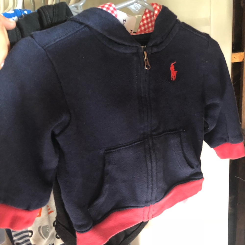 Baby boy Navy and red Ralph Lauren hoodie